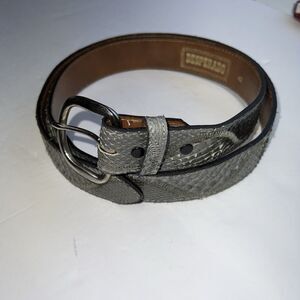 Desperado Gray Snakeskin Leather Belt Sz 42 Silver Tone Buckle VTG